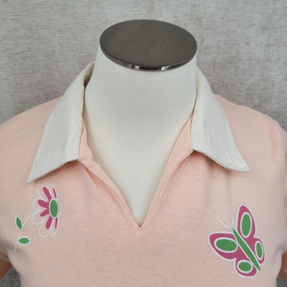 Haband Vintage Peach Floral Women's Top Cottagecore Spring Deadstock Blouse Tee - Picture 2 of 11